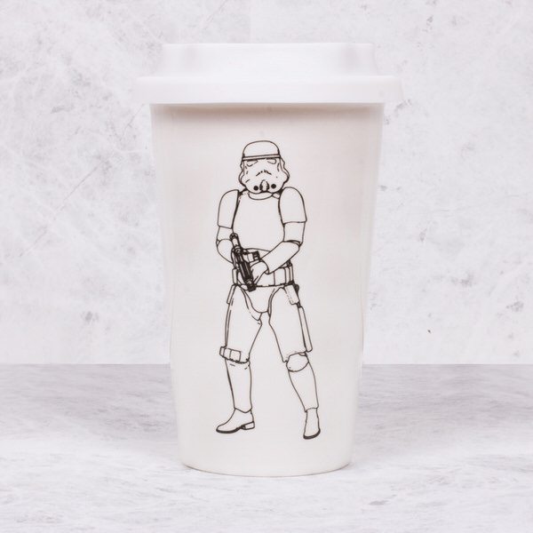 Cana ceramica de voiaj Stormtrooper - alba