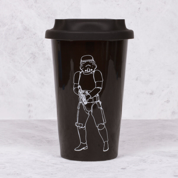 Cana ceramica de voiaj Stormtrooper - neagra