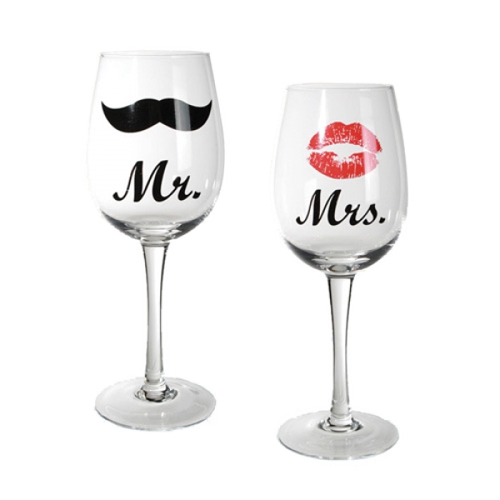 Pahare de vin Mr si Mrs