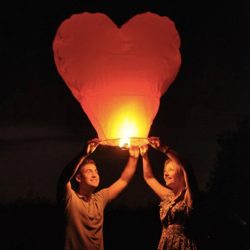 Lampioane zburatoare in forma de inima (5 buc)